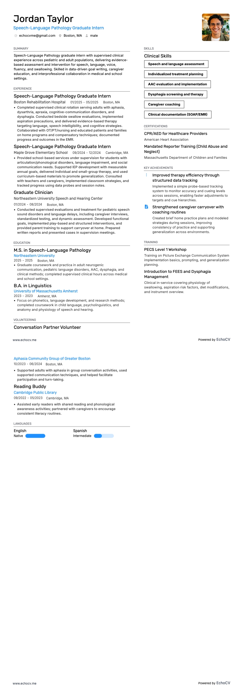 Speech-Language Pathology Graduate Intern full preview