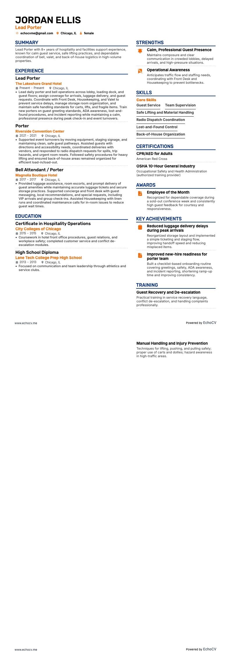 Aperçu complet de Portier principal