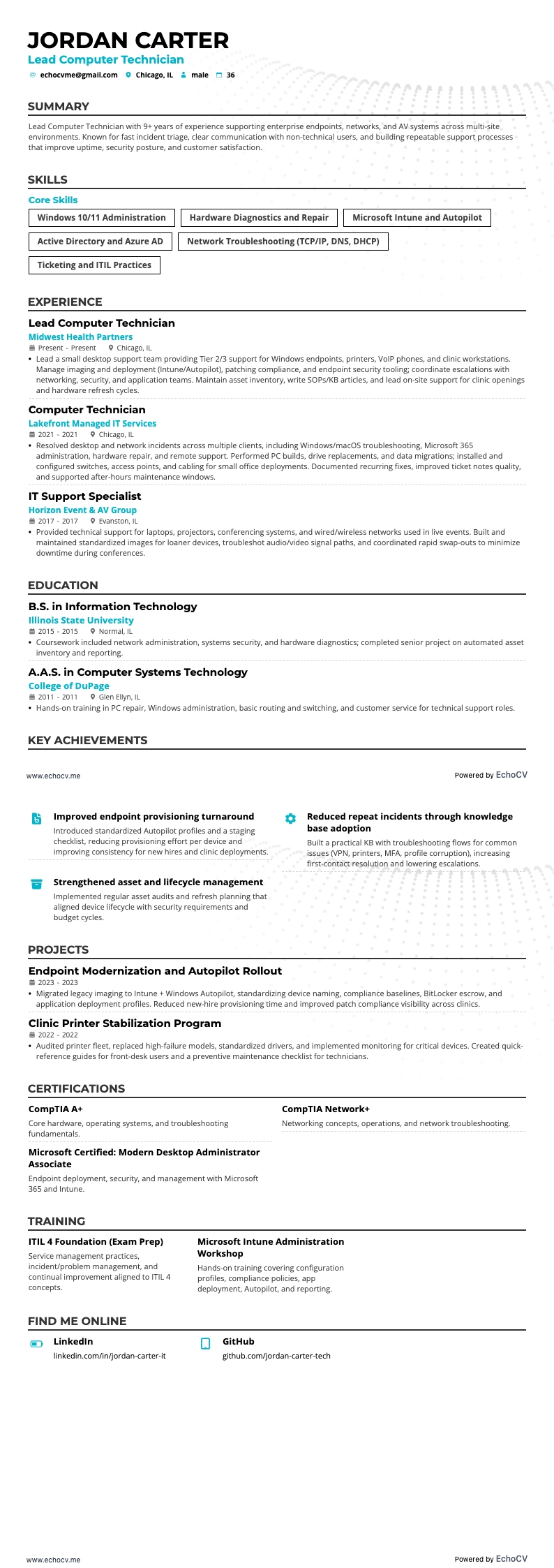 Lead Computer Technician full preview