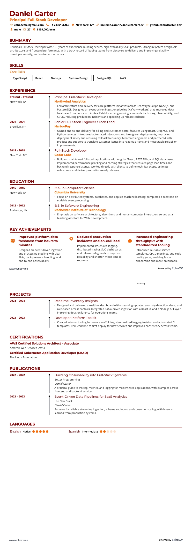 Principal Full-Stack Developer full preview