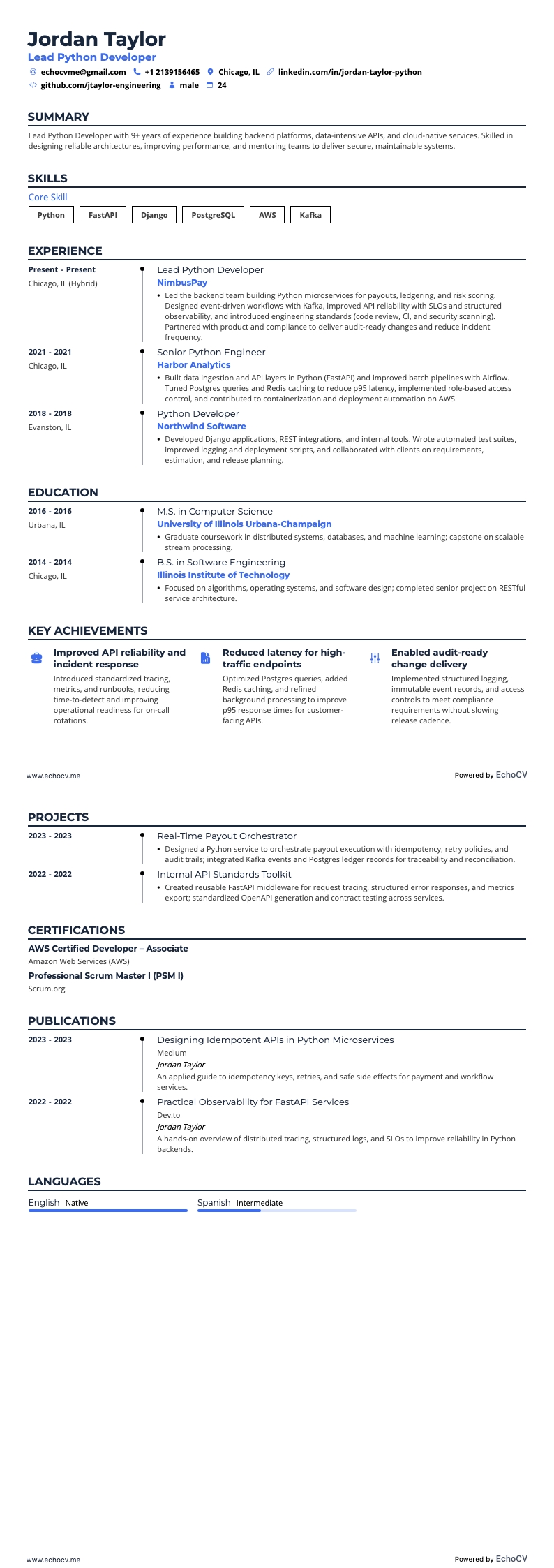 Lead Python Developer full preview