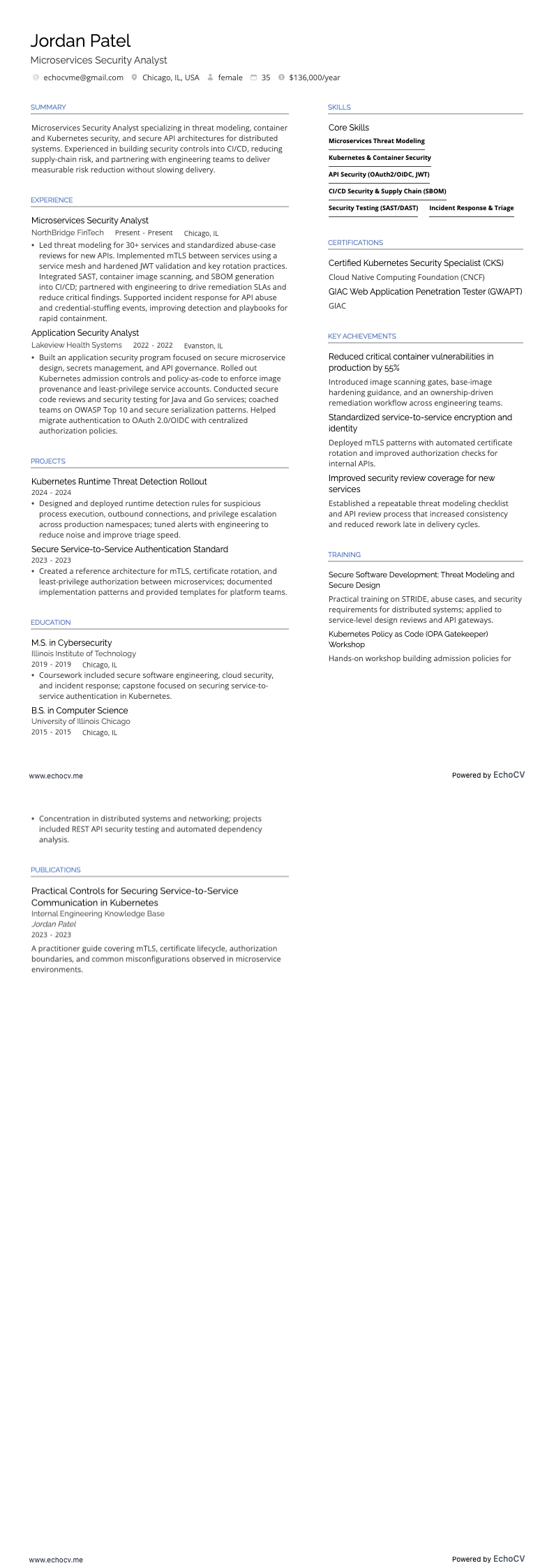 Analista della sicurezza dei microservizi