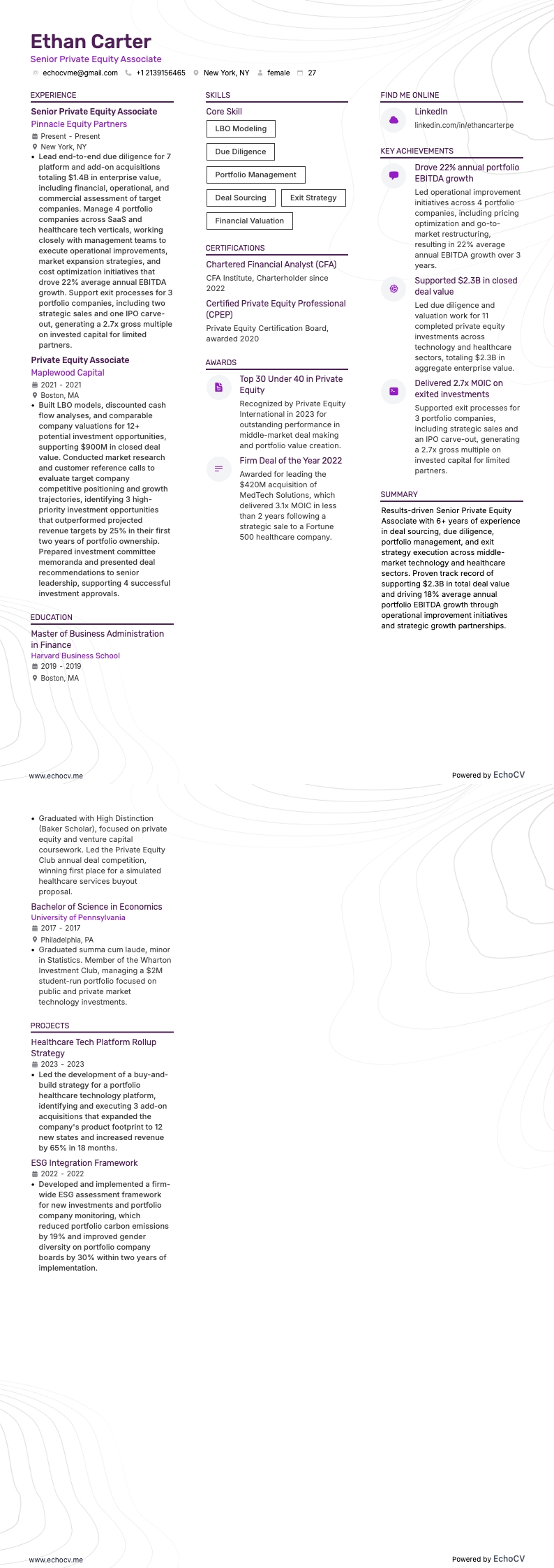 Senior Private Equity Associate full preview