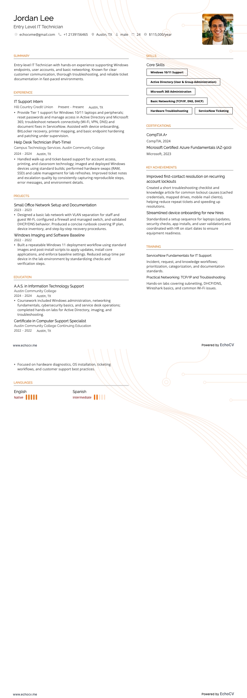 Technicien informatique débutant