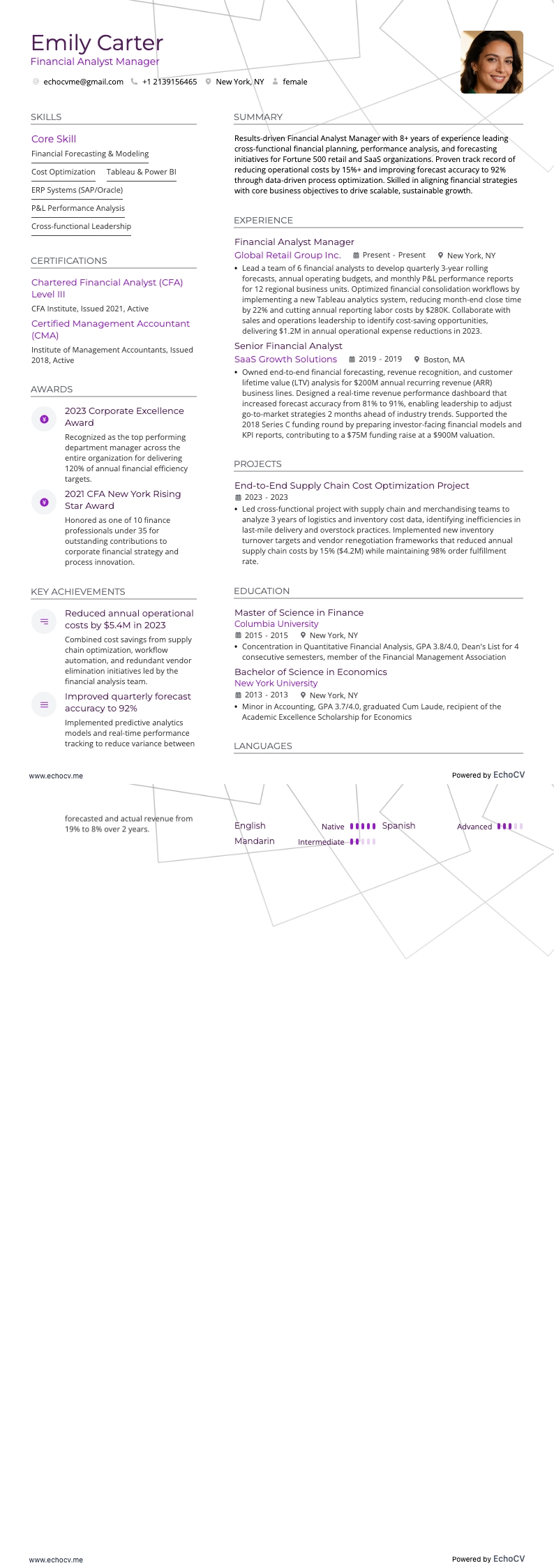 Manager financiële analyse