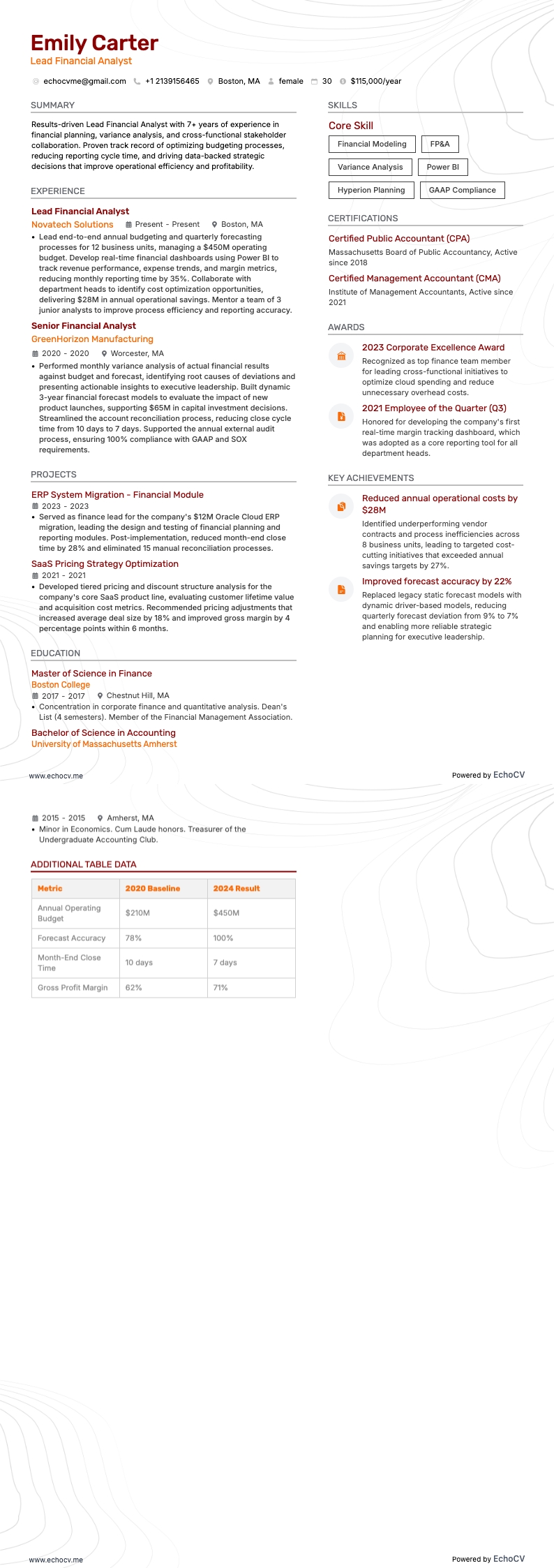 Lead Financial Analyst full preview