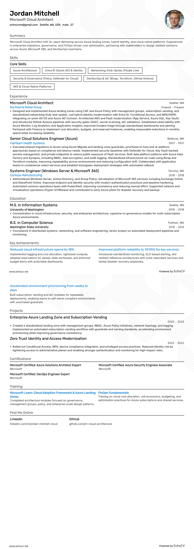 Microsoft resume example