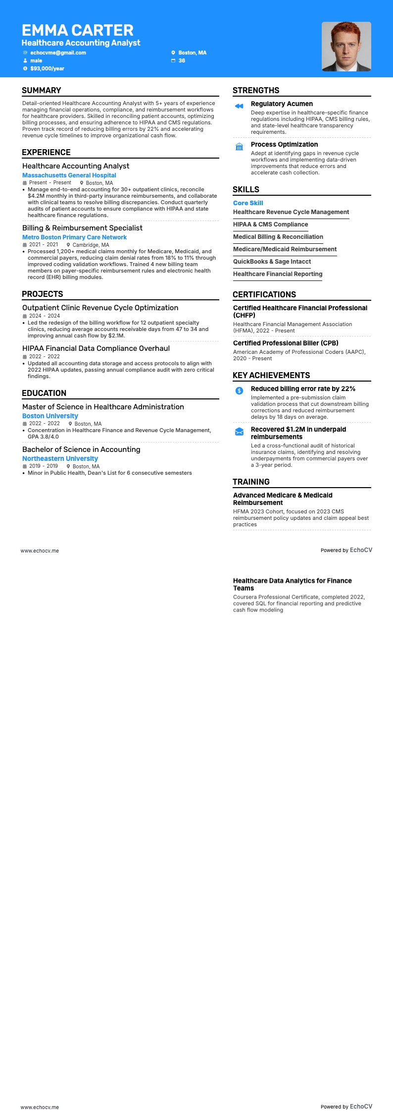 Analyste comptable resume example