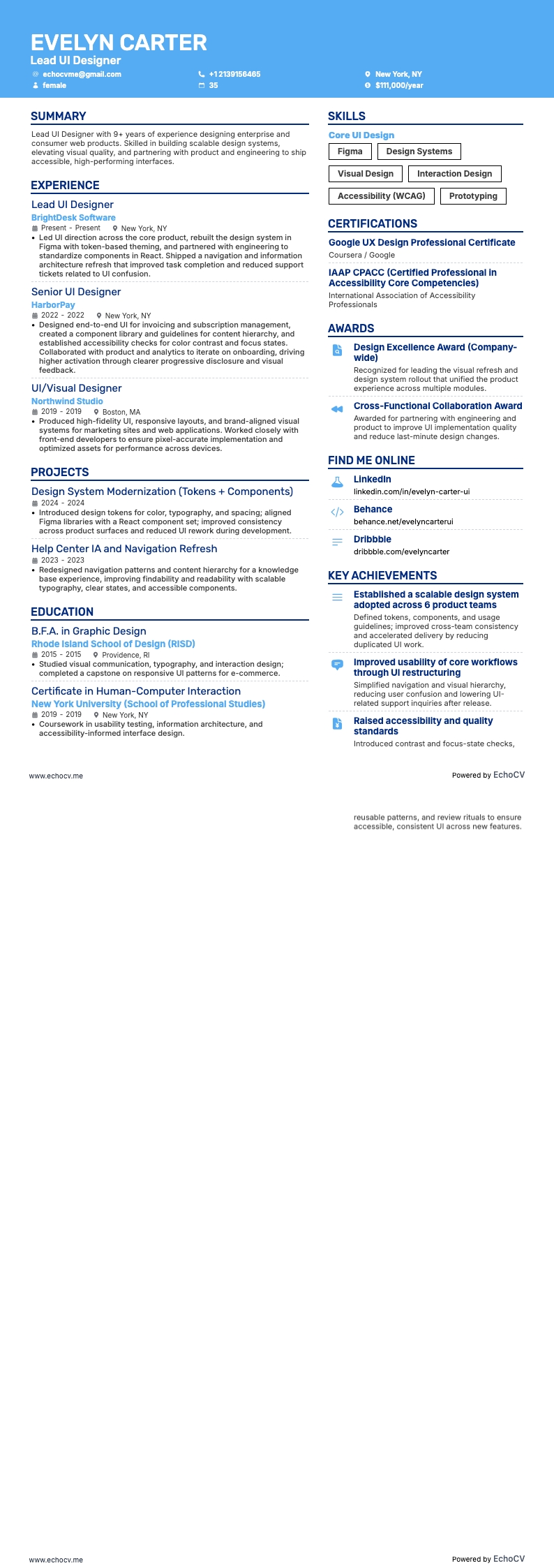 Lead UI Designer full preview