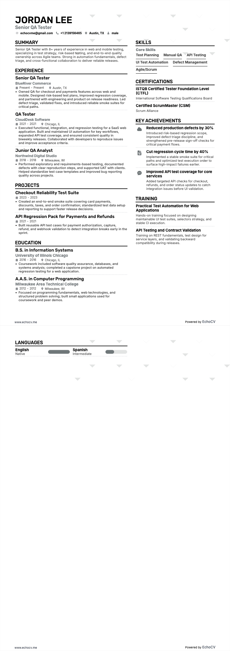 Senior QA Tester full preview