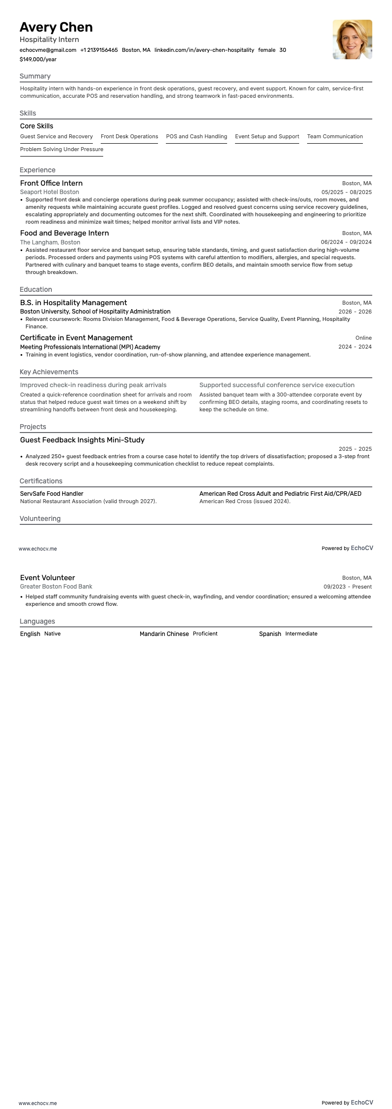 Thực tập sinh ngành dịch vụ khách sạn