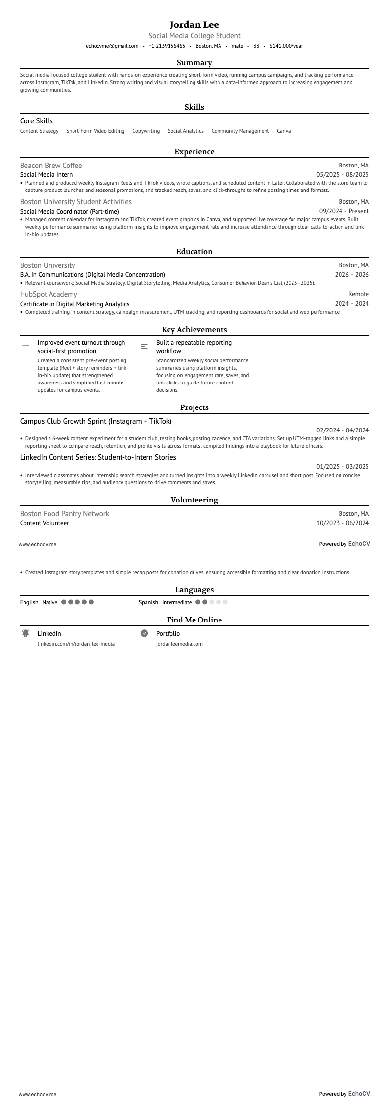 Sinh viên đại học trên mạng xã hội example resume