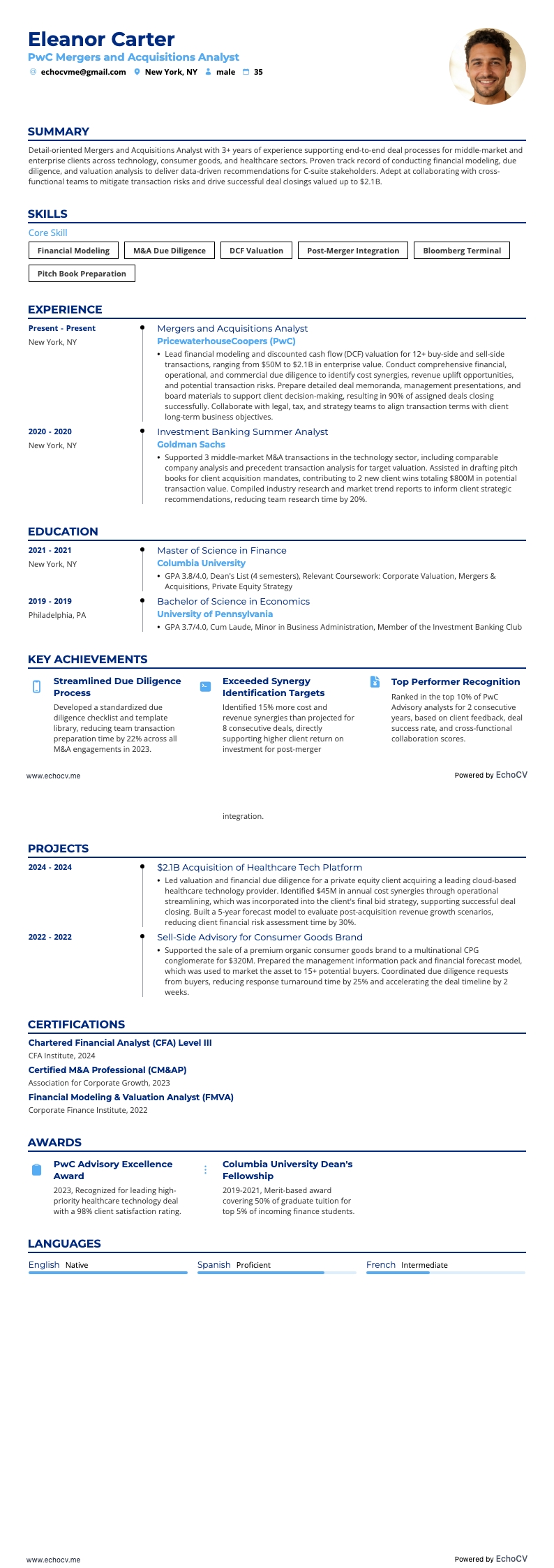 PwC 인수합병 분석가