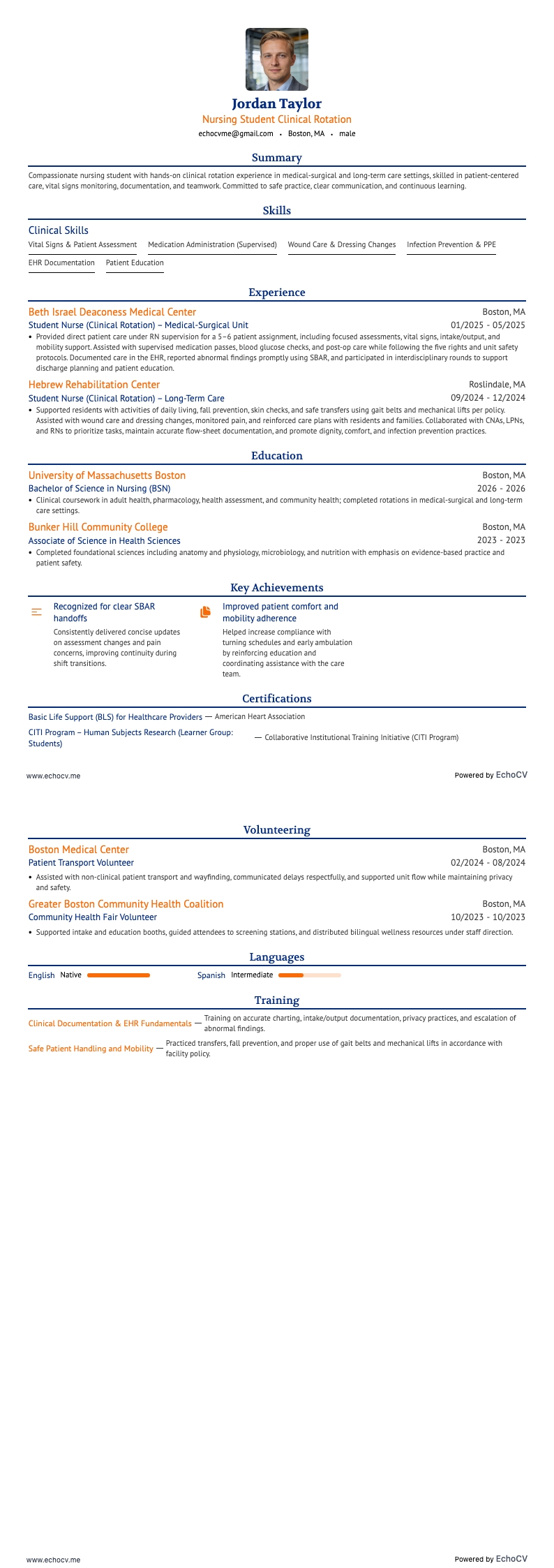 Thực tập lâm sàng của sinh viên điều dưỡng example resume