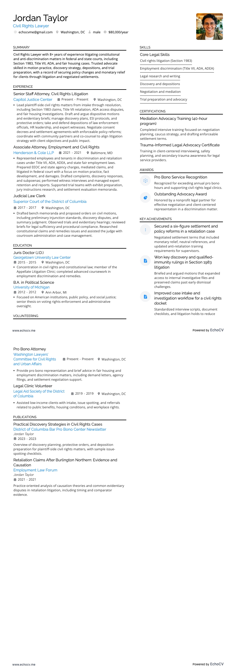 Avocat resume example