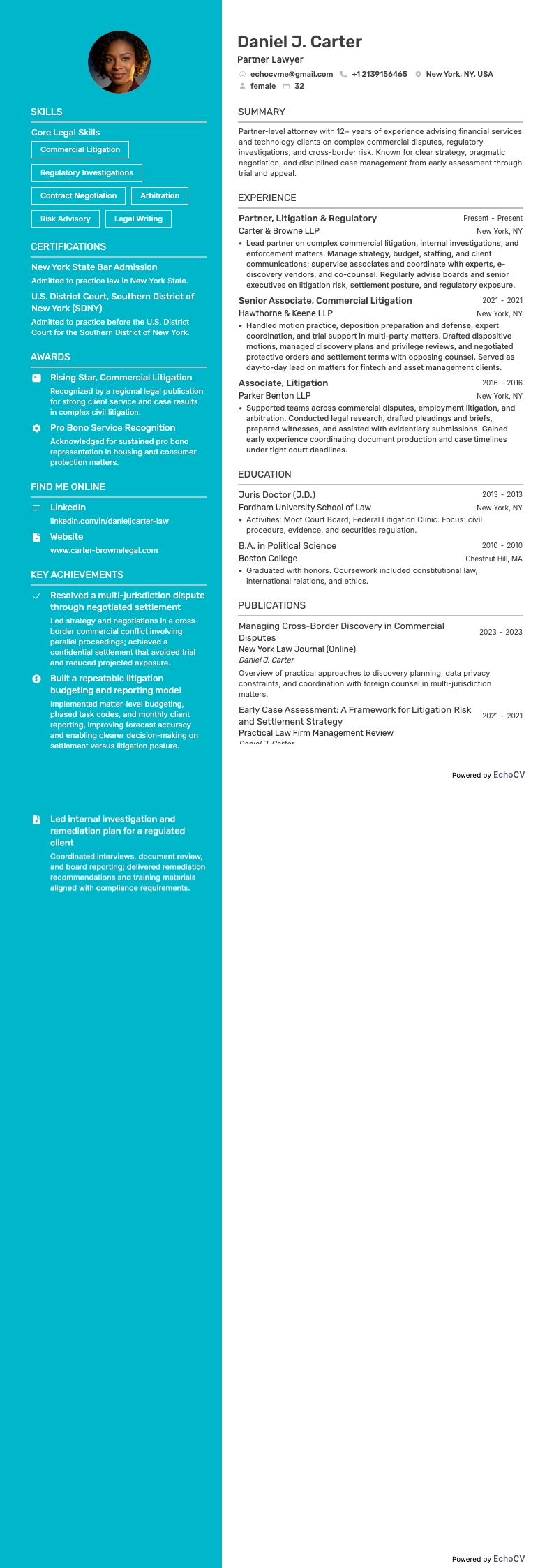 Anwalt resume example