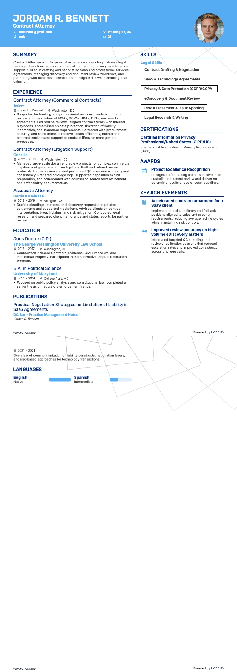 Contractadvocaat example resume