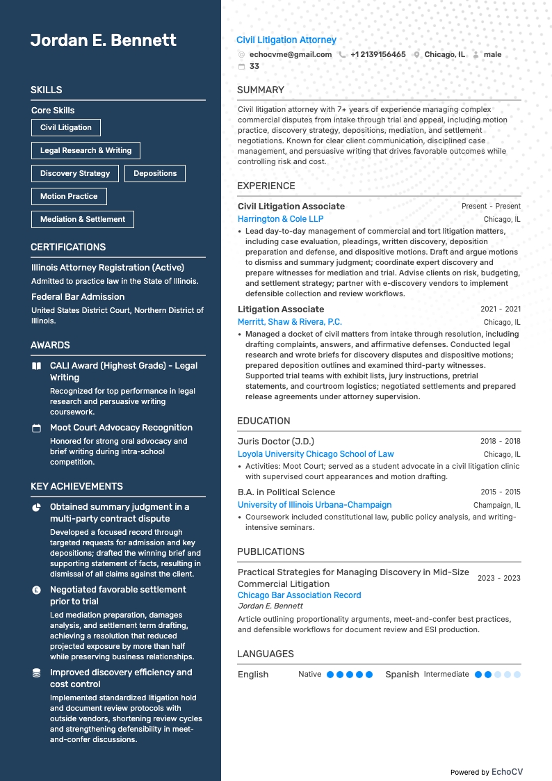 Advocaat civiele procesvoering example resume
