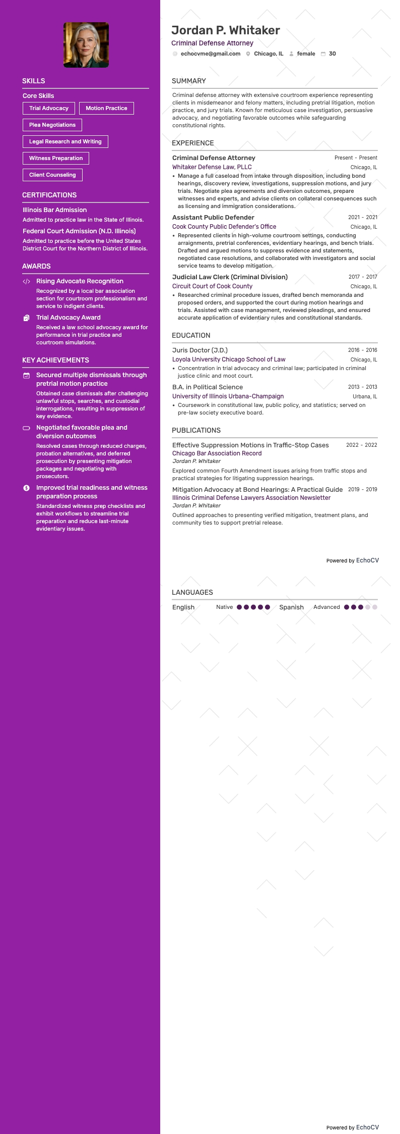 Strafrechtadvocaat example resume