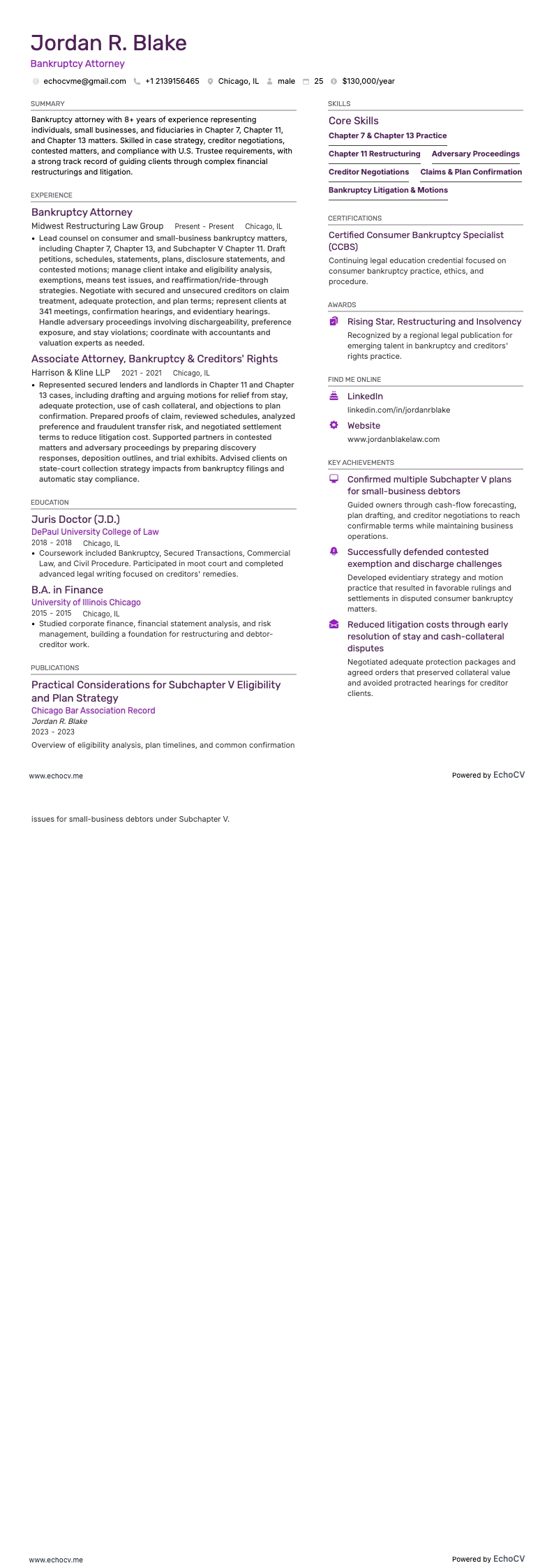 Faillissementsadvocaat example resume