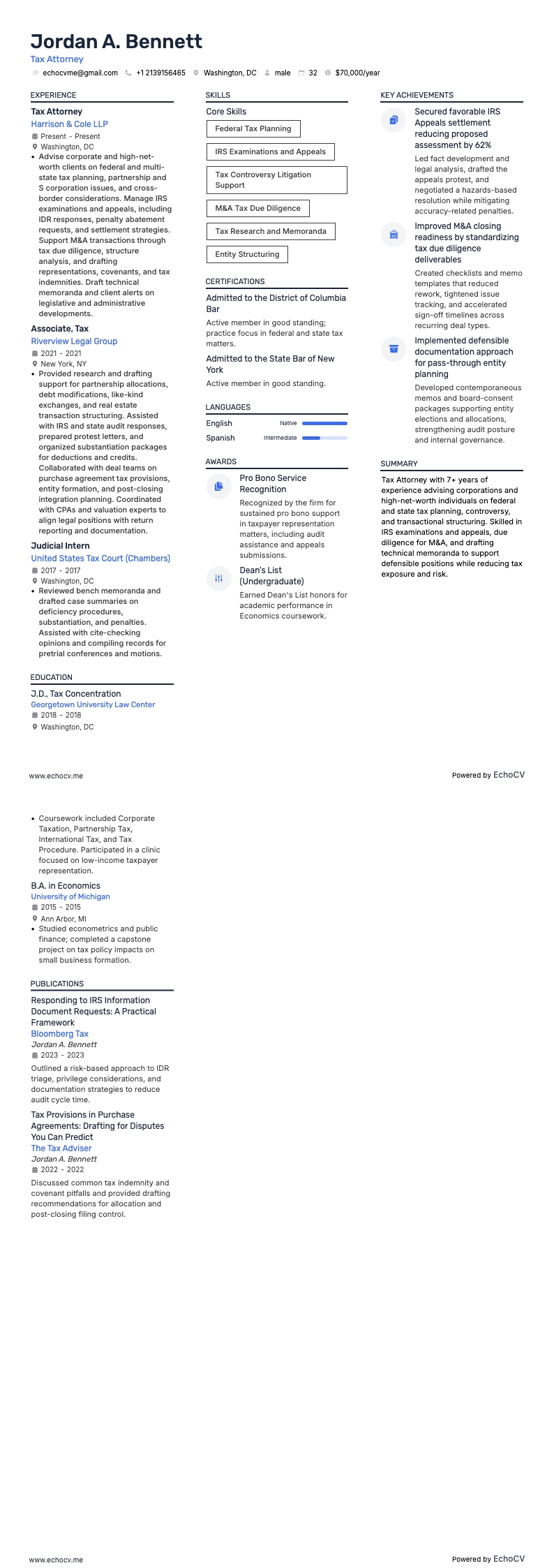 Belastingadvocaat example resume