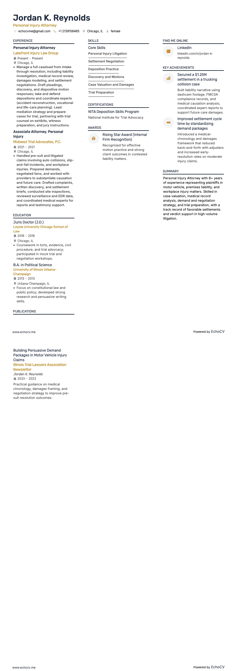 Letselschadeadvocaat example resume