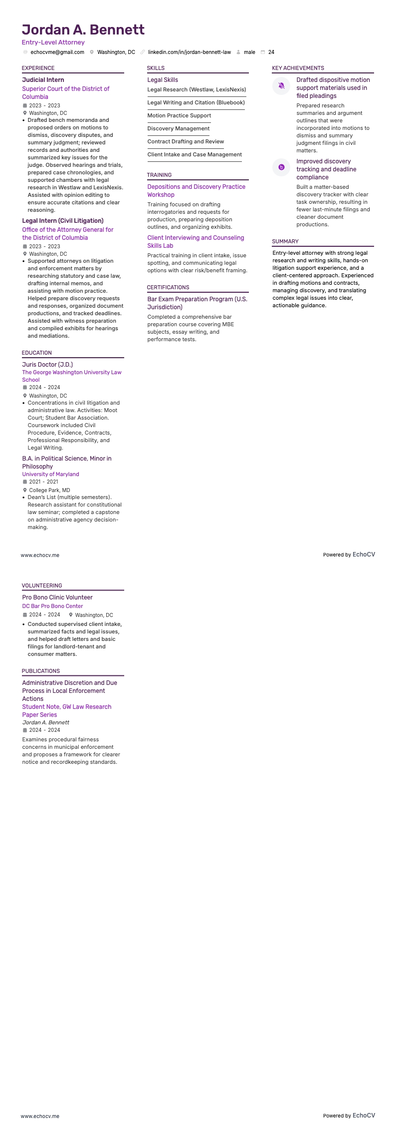 Advocaat resume example