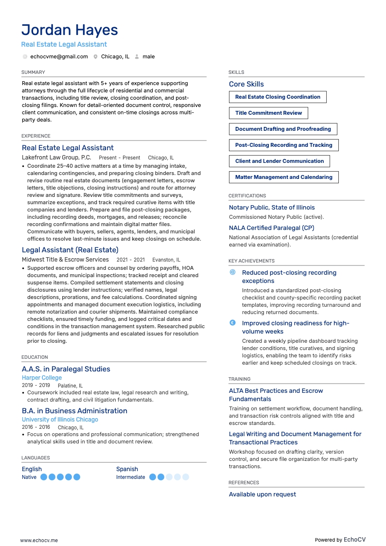 Assistant juridique en immobilier