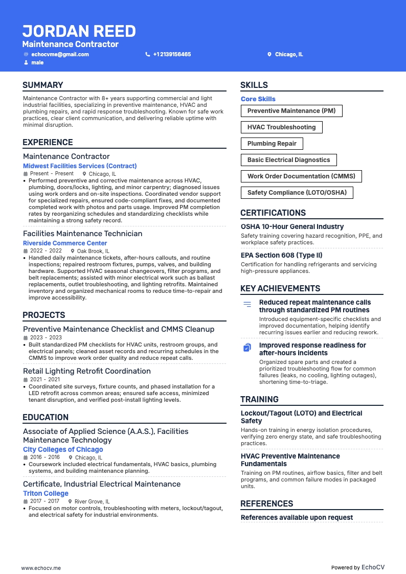 Underhållsentreprenör