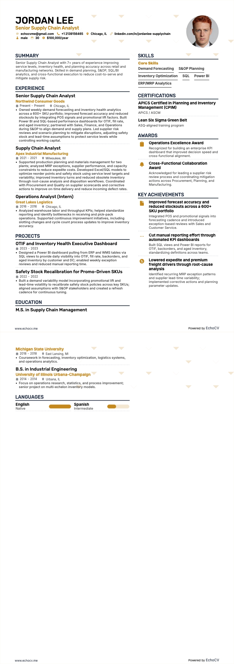 Aperçu complet de Analyste senior en chaîne d’approvisionnement