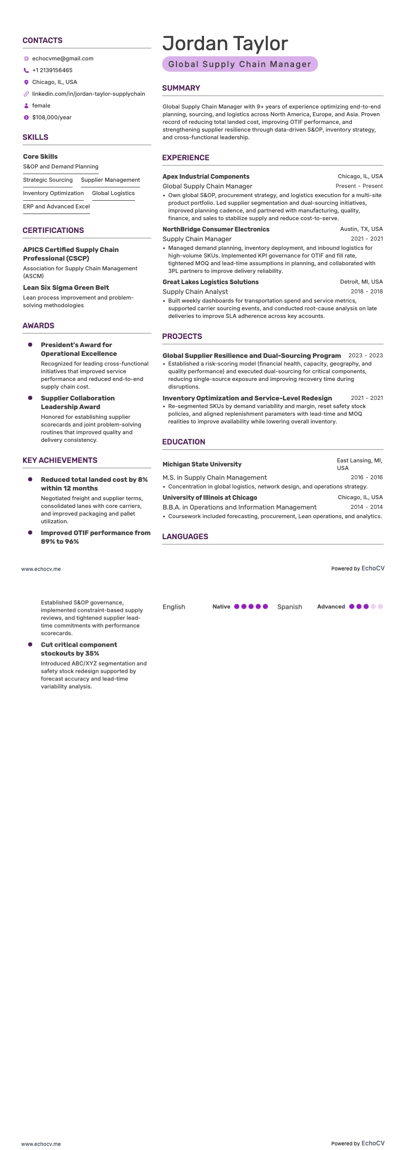 Global supply chain-chef full förhandsvisning