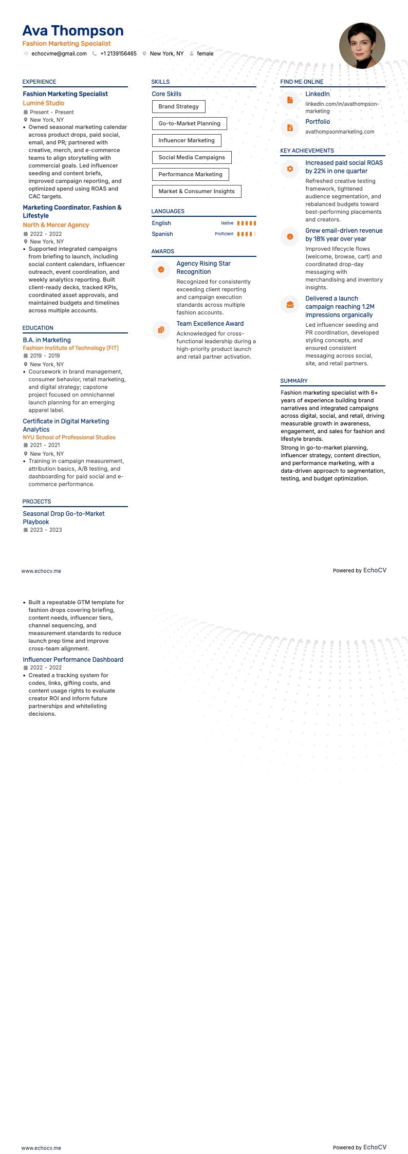 Mode-marketing example resume