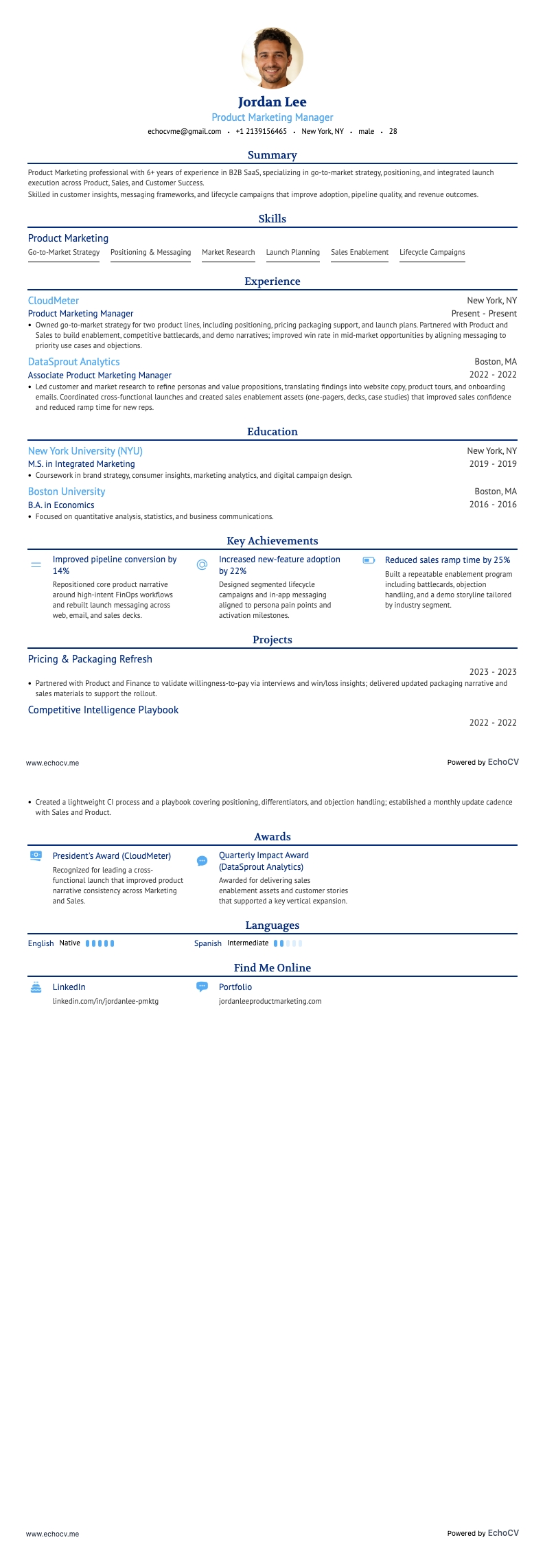 Marketing resume example