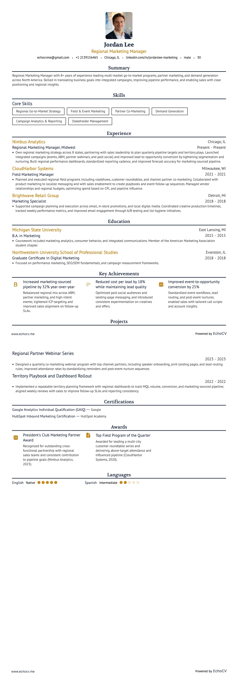 Regionaler Marketingmanager