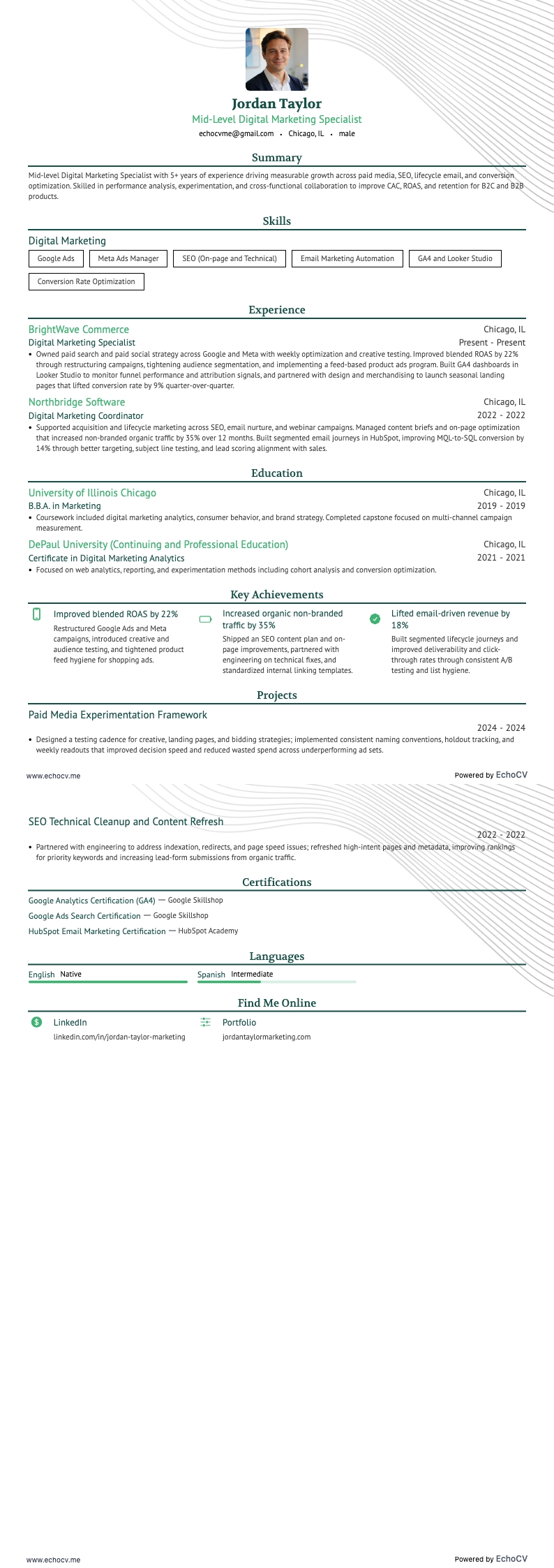 Specialista di marketing digitale di livello intermedio