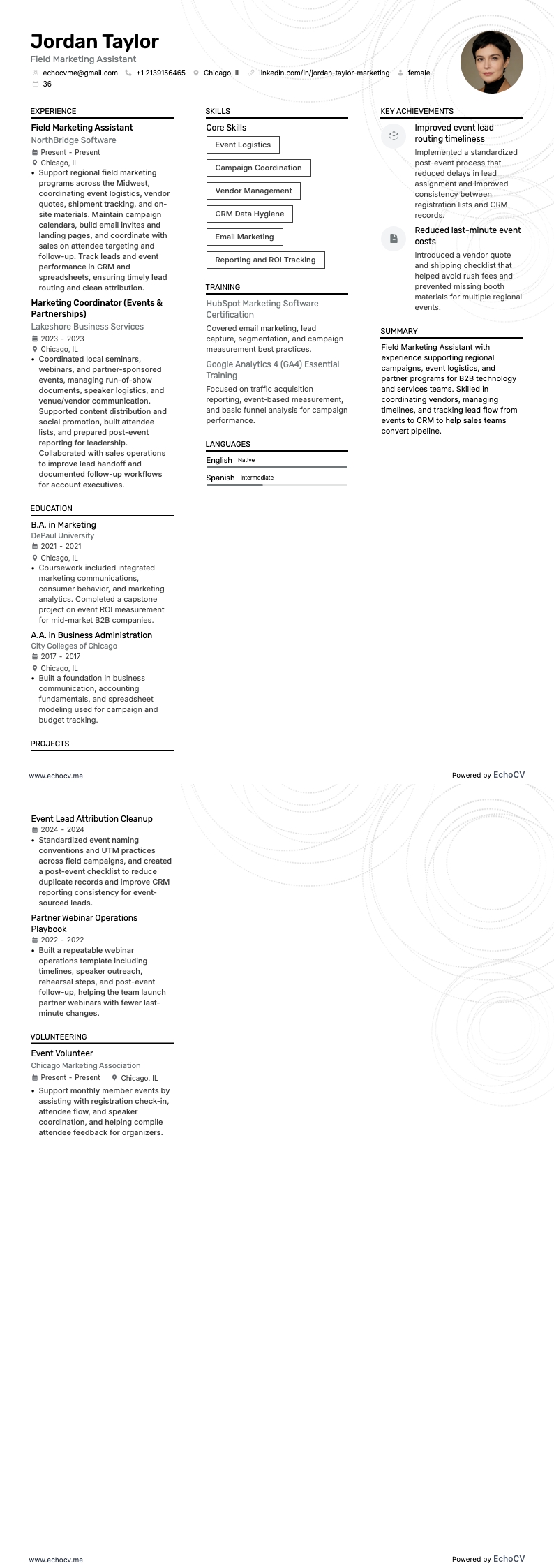 フィールドマーケティングアシスタント の全体プレビュー