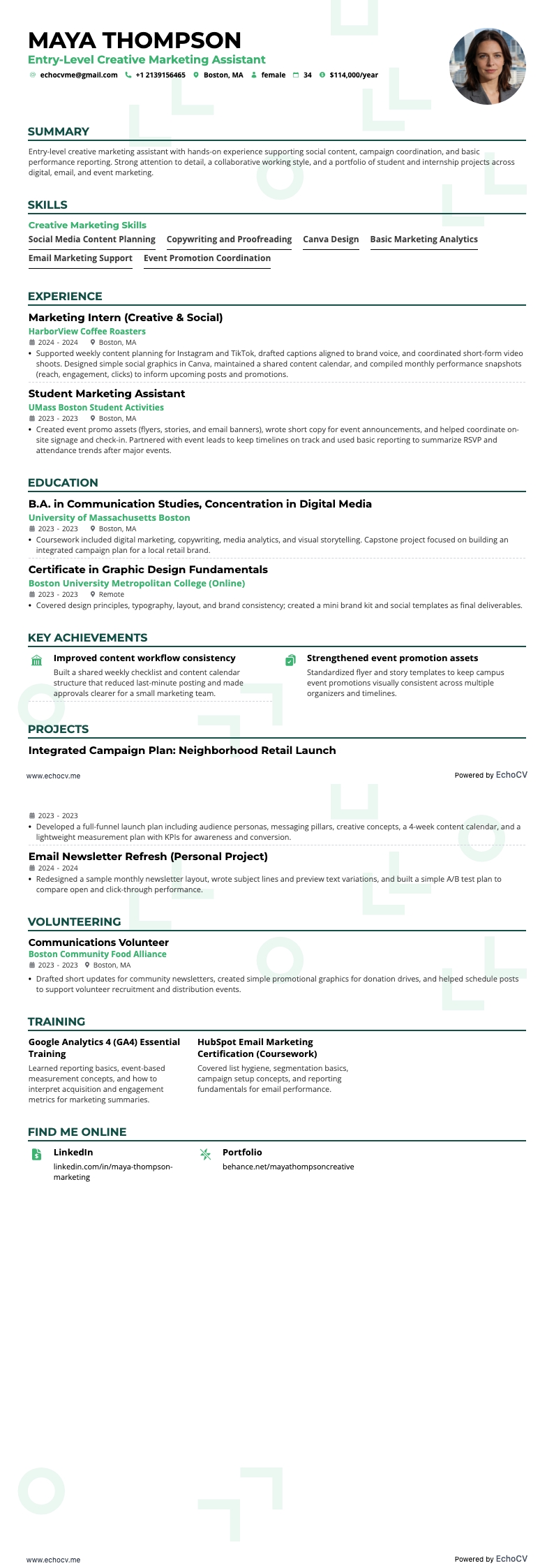 Marketing Criativo resume example