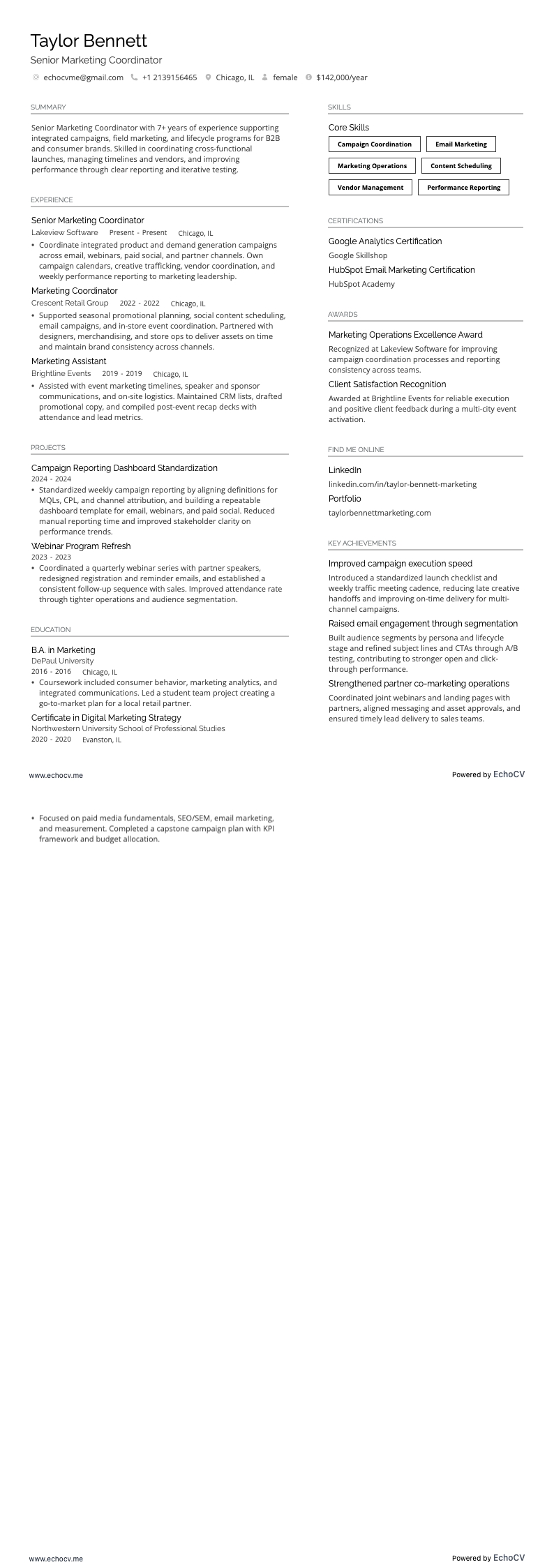 Xem trước đầy đủ Điều phối viên marketing cấp cao