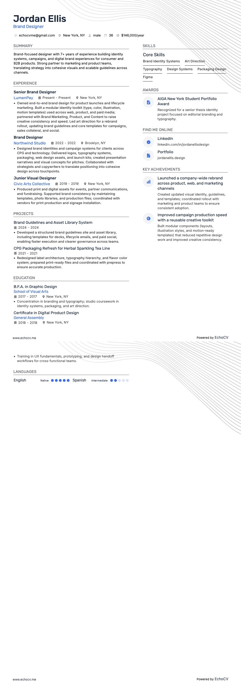 Brand Designer example resume