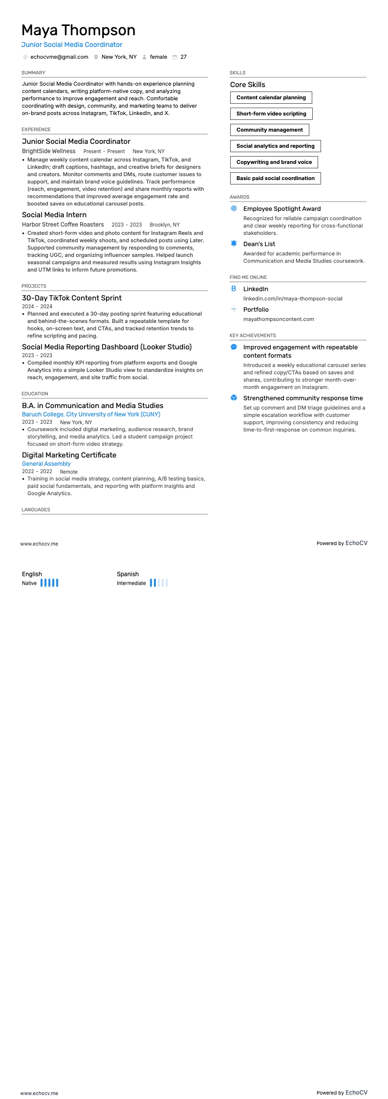 Junior Social Media Coordinator full preview