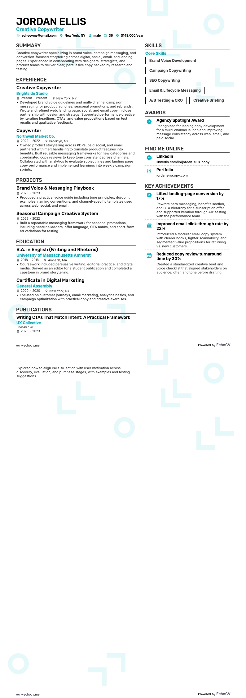 Concepteur-rédacteur resume example