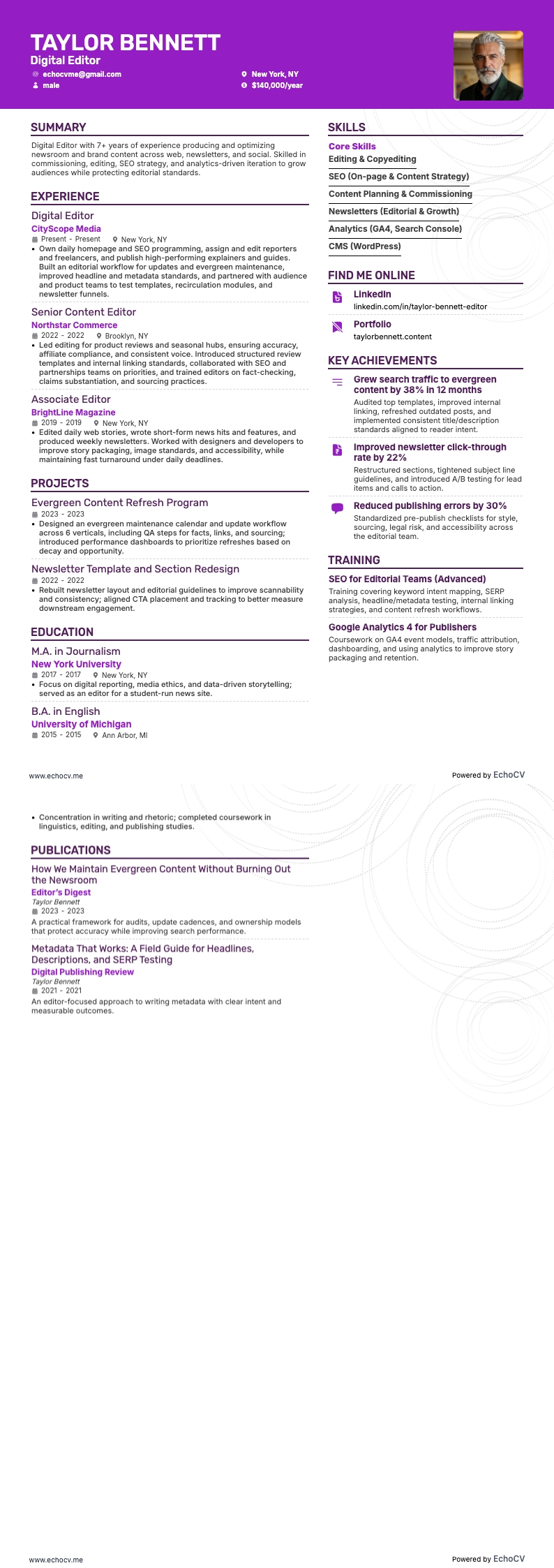 Digital Editor example resume