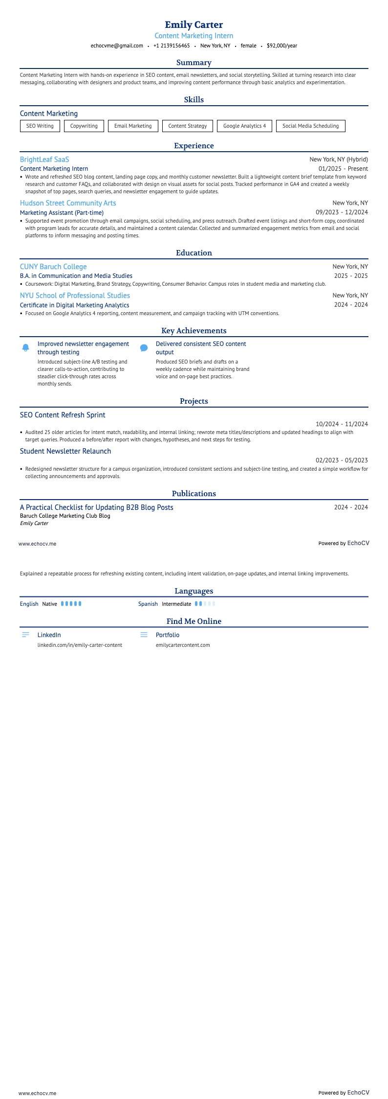 Vista previa completa de Practicante de Marketing de Contenidos