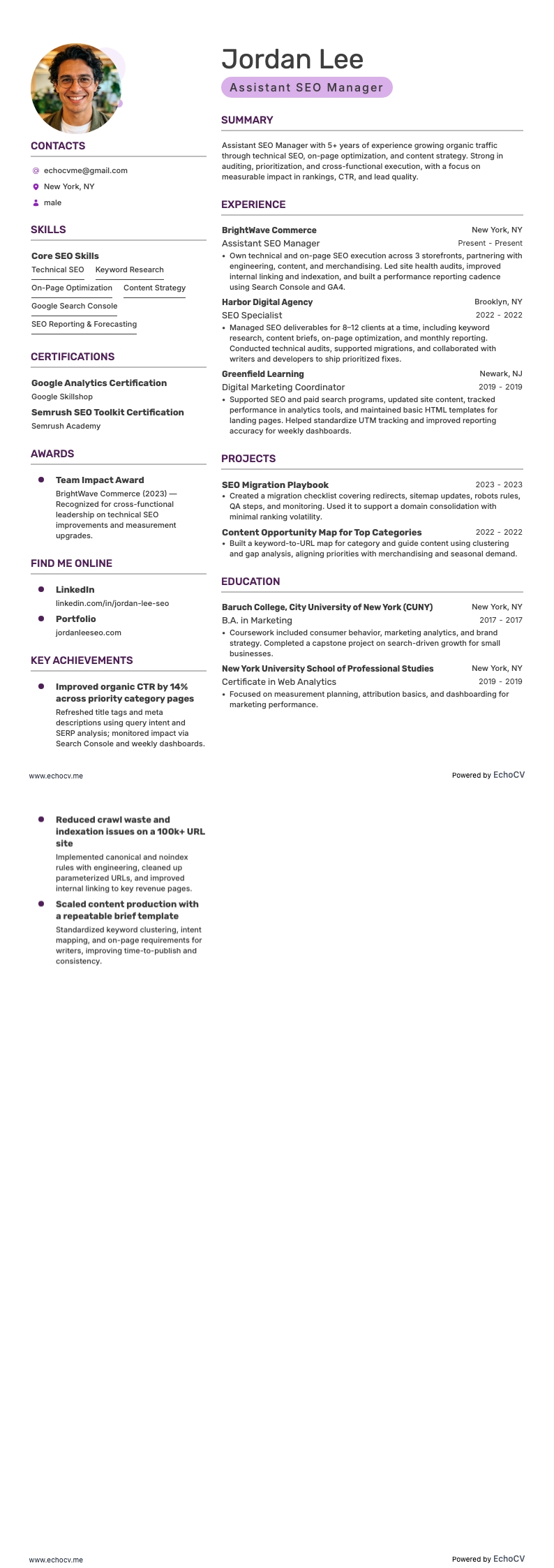 Assistant SEO Manager full preview
