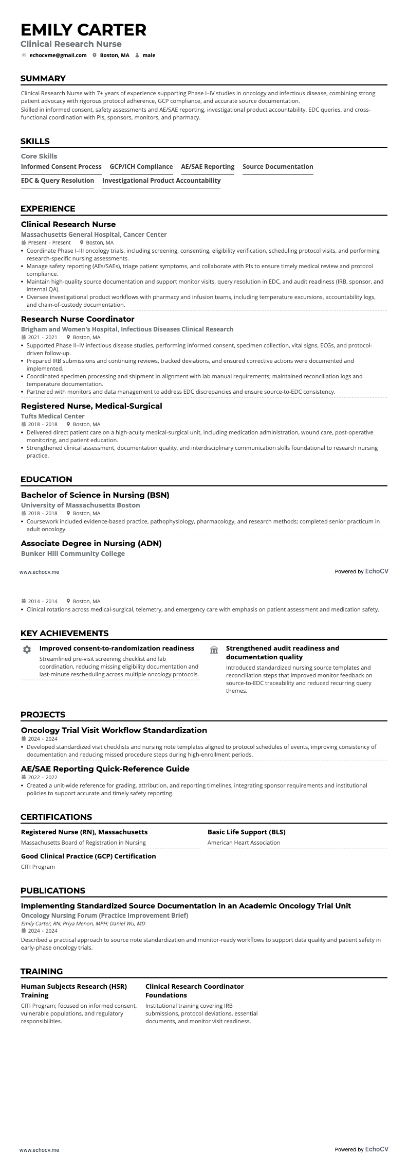 Điều dưỡng nghiên cứu lâm sàng example resume