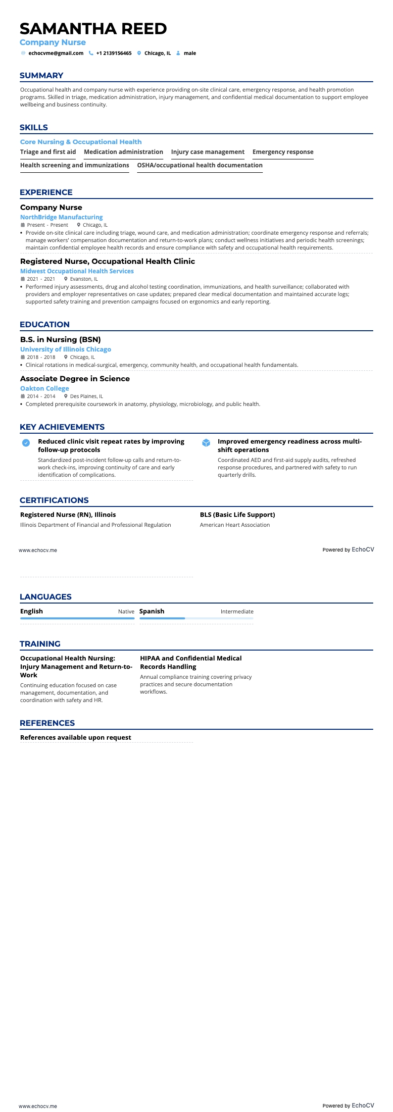 Y tá công ty example resume