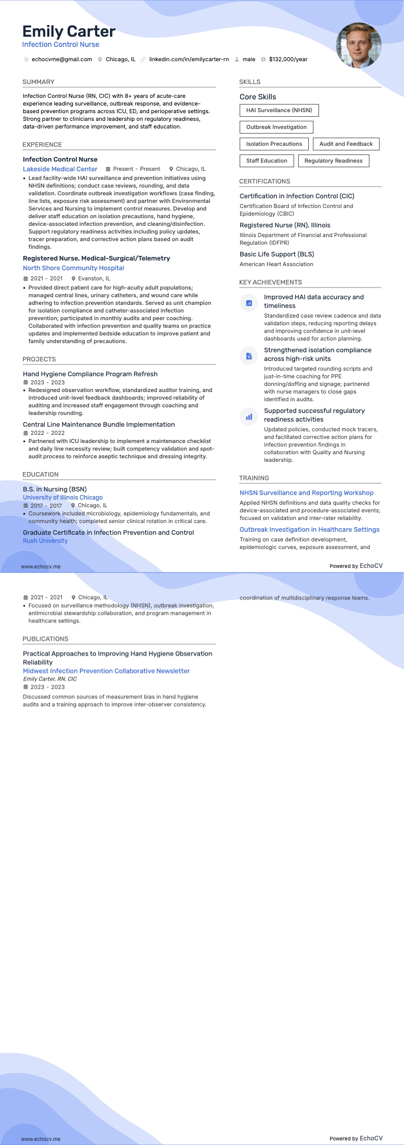 Điều dưỡng kiểm soát nhiễm khuẩn example resume