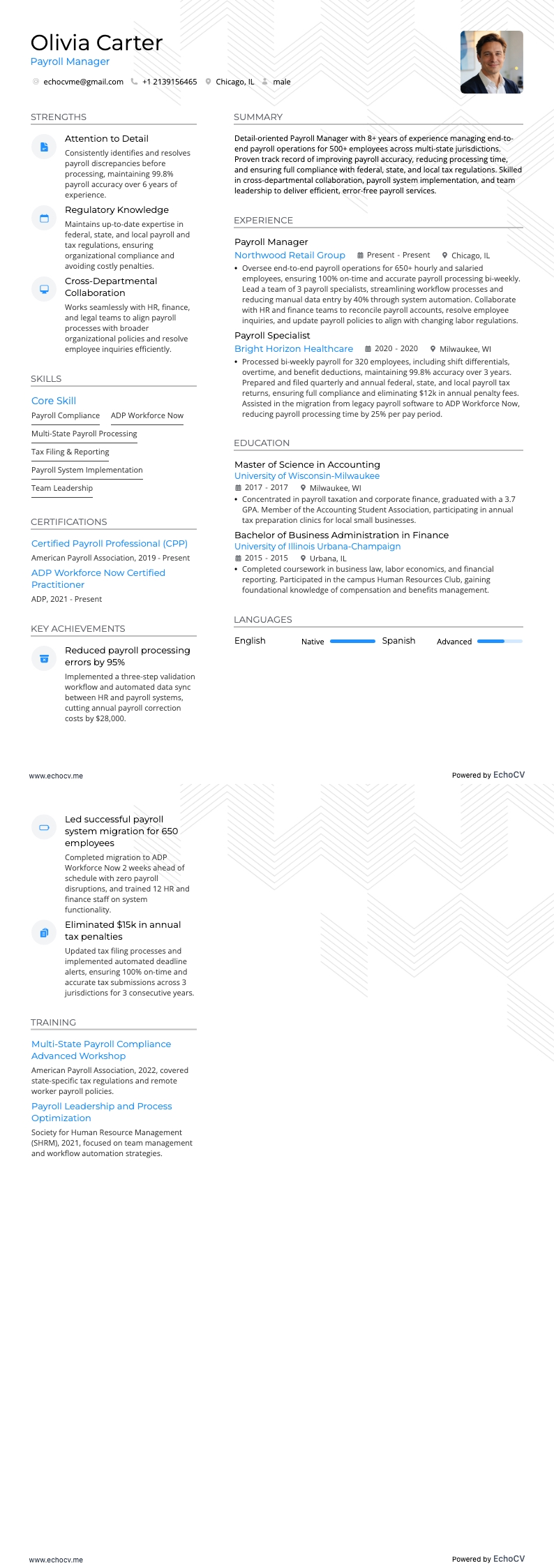 Lönechef example resume