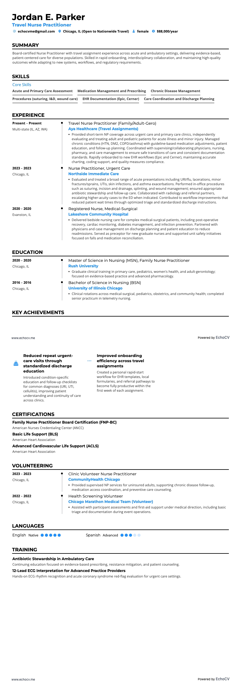 Reizende verpleegkundig specialist example resume