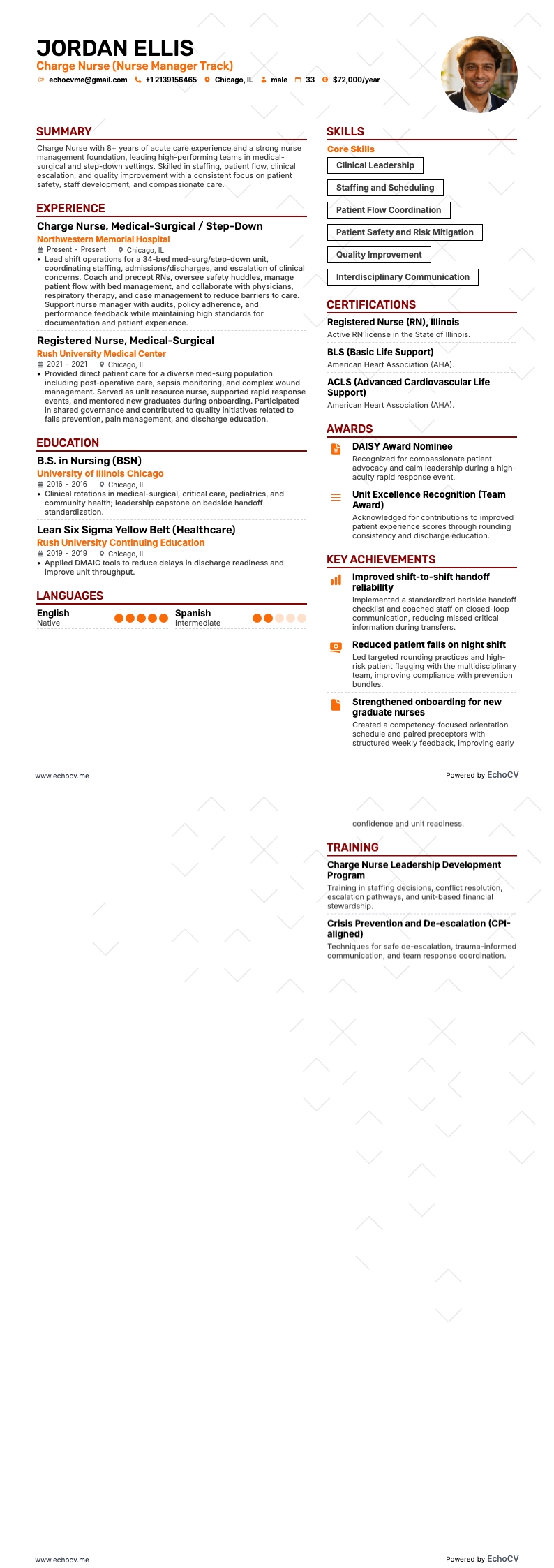 Ansvarig sjuksköterska example resume